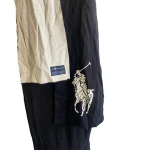 Polo Ralph Lauren Merino Wool Scarf Black Cream Big Pony Logo 9x72 Reversible